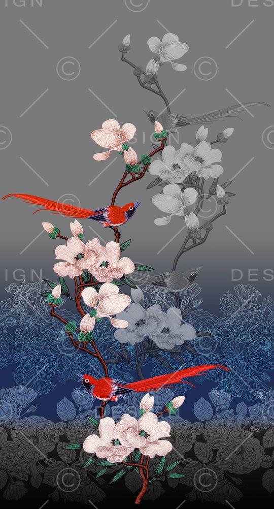 花鸟印花华亿平台图片