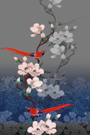 花鸟印花华亿平台图片