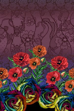 蕾丝底纹印花华亿平台图片