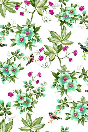 清爽底花卉印花华亿平台图片