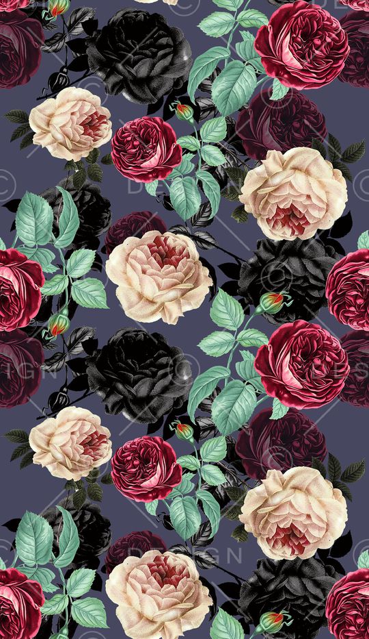 手绘玫瑰印花华亿平台图片