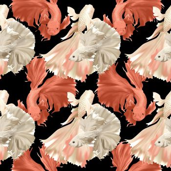 手绘金鱼印花华亿平台图片