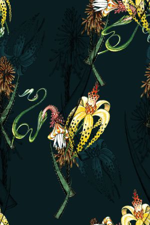 水彩花卉印花华亿平台图片