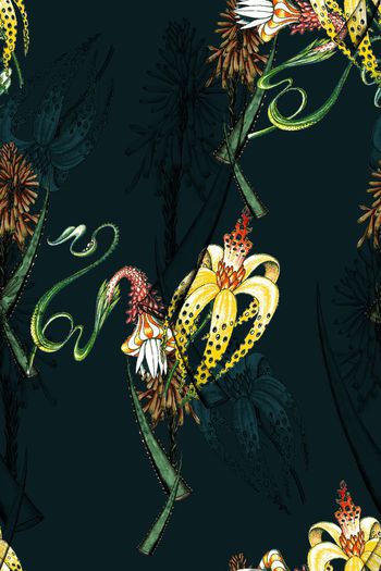 水彩花卉印花华亿平台图片