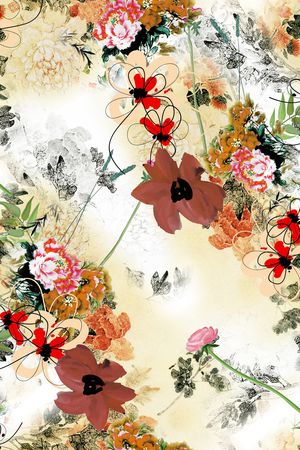 水彩花卉印花华亿平台图片