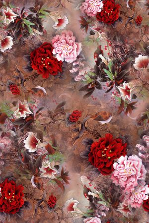 牡丹印花华亿平台图片