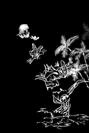 黑白华亿平台印花华亿平台图片