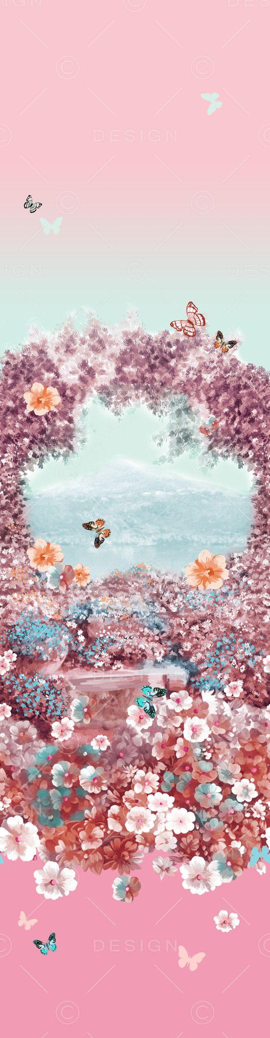 花卉蝴蝶印花华亿平台图片