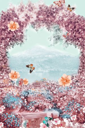 花卉蝴蝶印花华亿平台图片