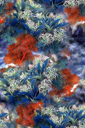 水彩花卉印花华亿平台图片