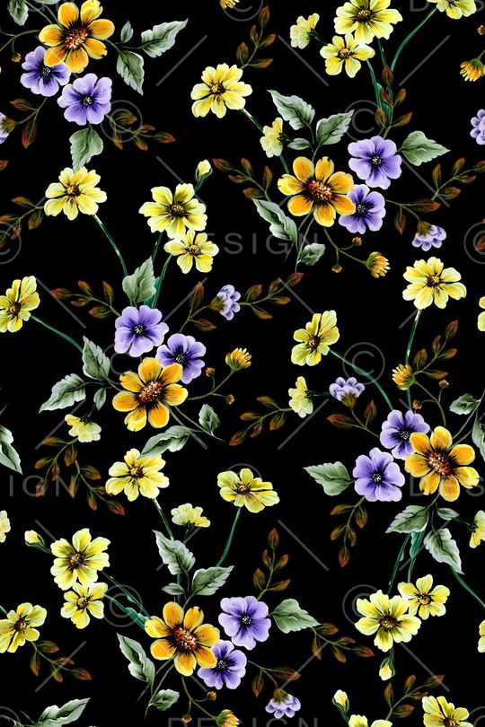 水彩花卉印花华亿平台图片