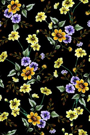 水彩花卉印花华亿平台图片