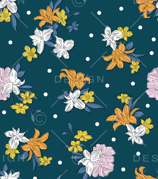 手绘花卉印花华亿平台图片