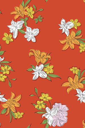 手绘花卉印花华亿平台图片