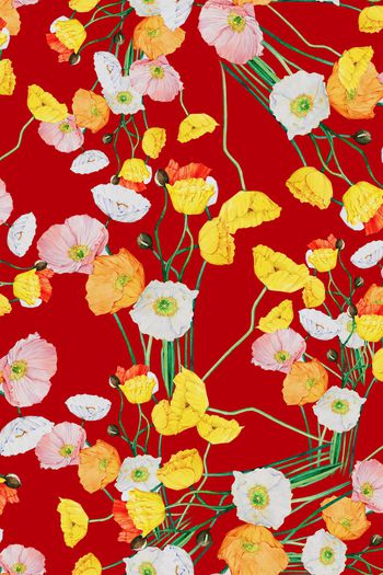 1068018-黑底花卉水彩