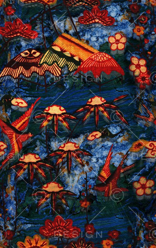 抽象花卉印花华亿平台图片