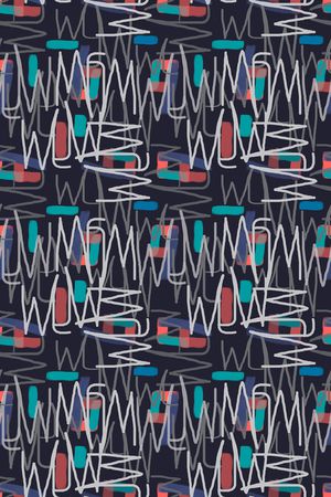 手绘线条笔触印花华亿平台图片