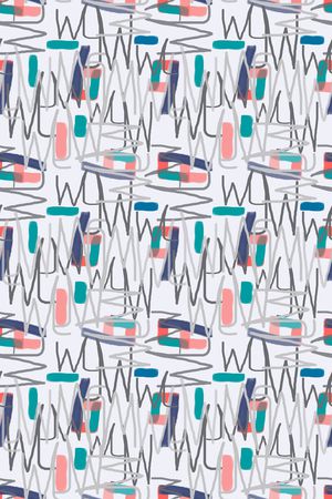 手绘线条笔触印花华亿平台图片