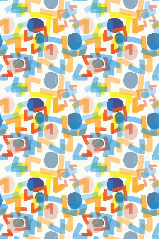 手绘线条笔触印花华亿平台图片