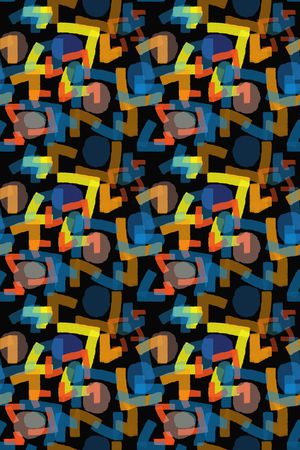 手绘线条笔触印花华亿平台图片