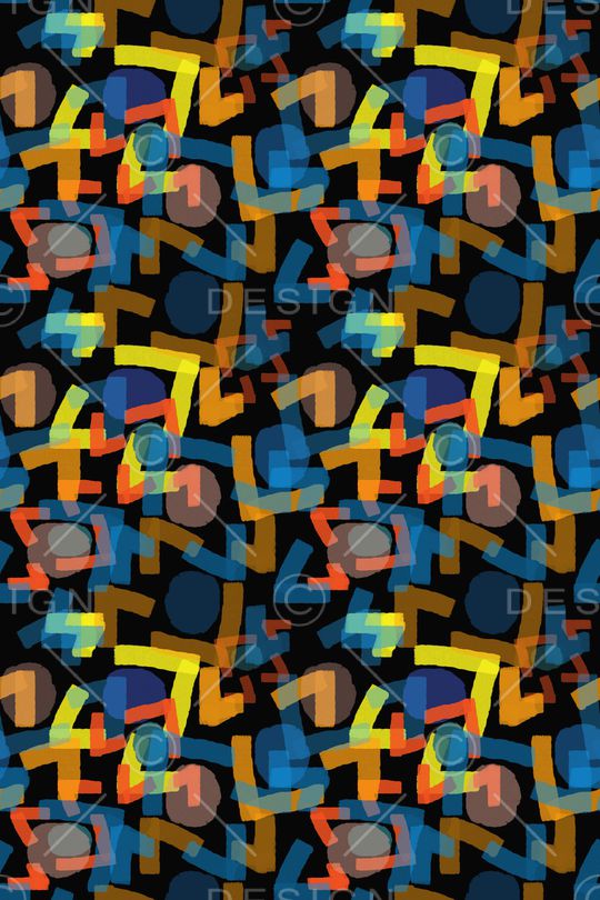 手绘线条笔触印花华亿平台图片