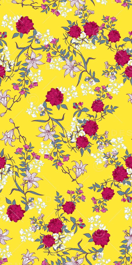 手绘花卉印花华亿平台图片