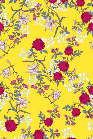 手绘花卉印花华亿平台图片