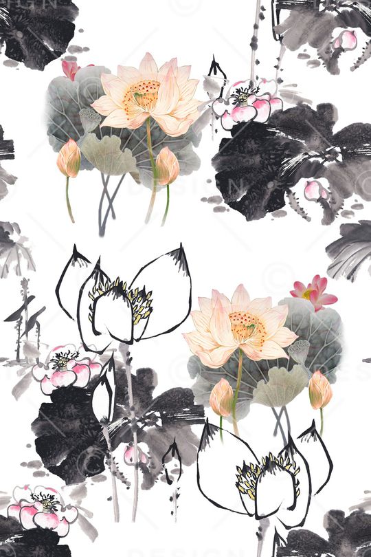 水墨风印花华亿平台图片