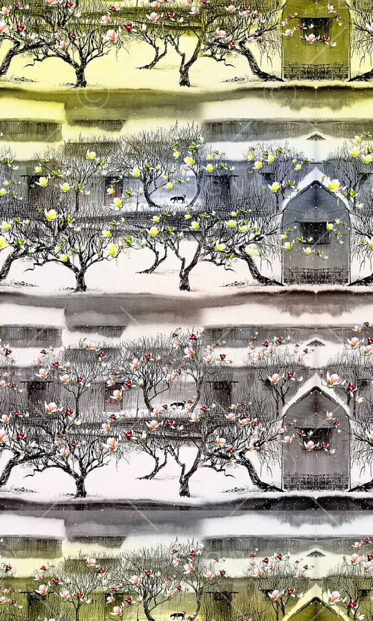 玉兰花印花华亿平台图片