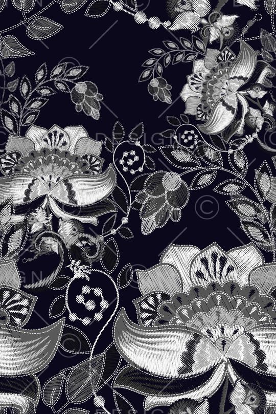 线条花卉印花华亿平台图片