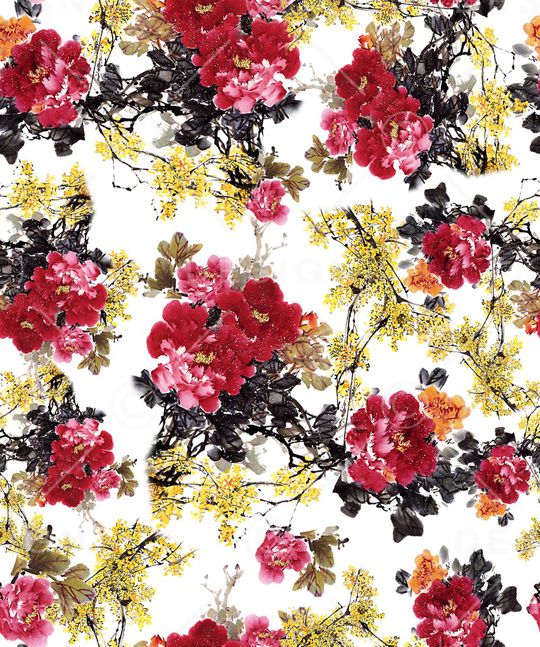 牡丹印花华亿平台图片