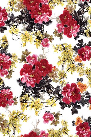 牡丹印花华亿平台图片