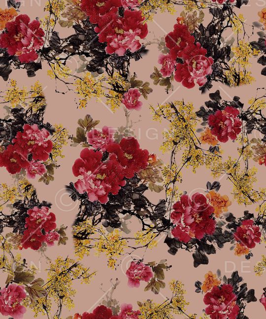 牡丹印花华亿平台图片