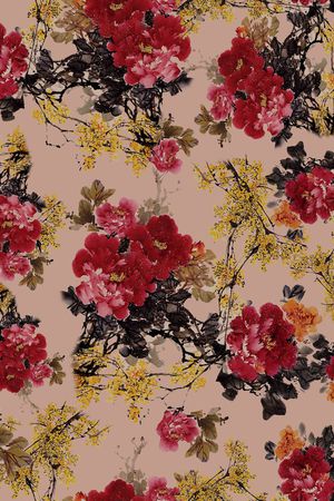 牡丹印花华亿平台图片