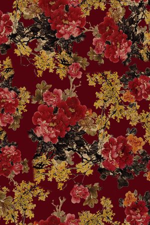 牡丹印花华亿平台图片