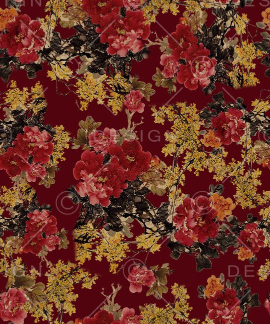 牡丹印花华亿平台图片