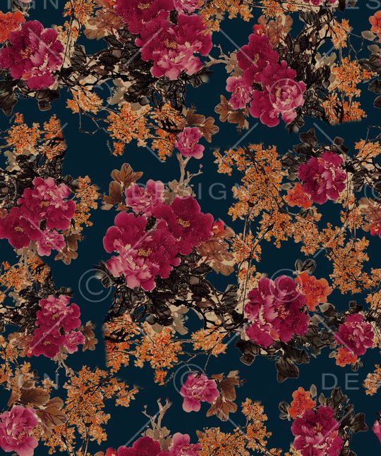 牡丹印花华亿平台图片