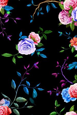 手绘玫瑰印花华亿平台图片