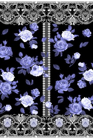 手绘玫瑰印花华亿平台图片