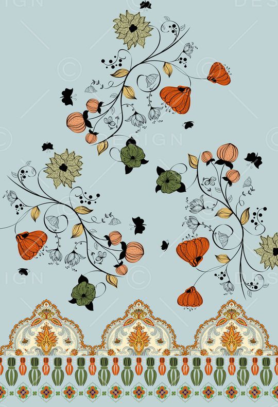 民族花卉印花华亿平台图片