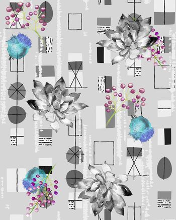 1074167-七彩色块底纹花枝绒球多肉-3