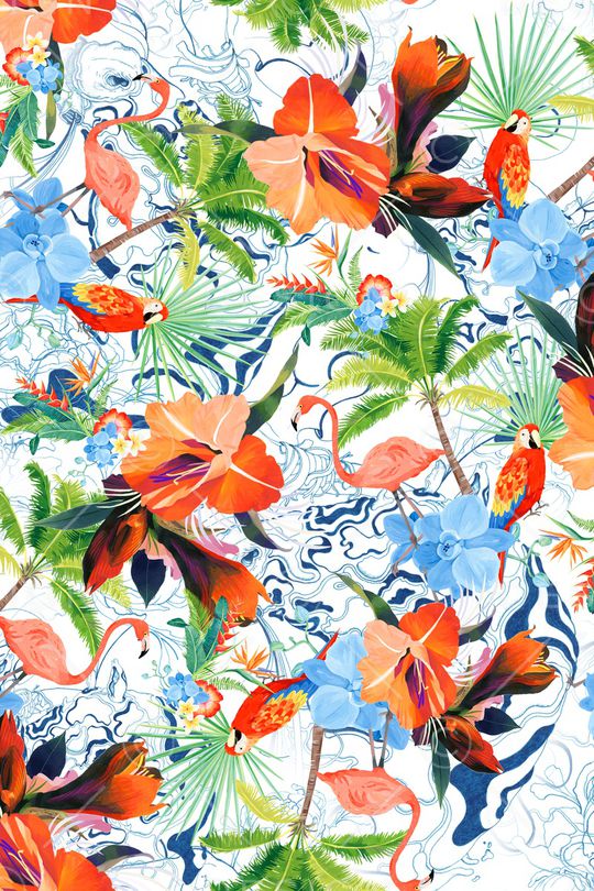 棕榈树印花华亿平台图片