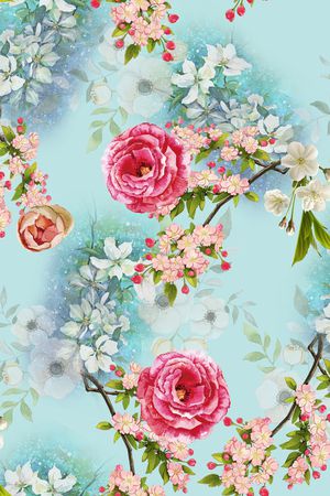 水彩花卉印花华亿平台图片