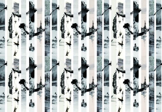 黑白条纹印花华亿平台图片