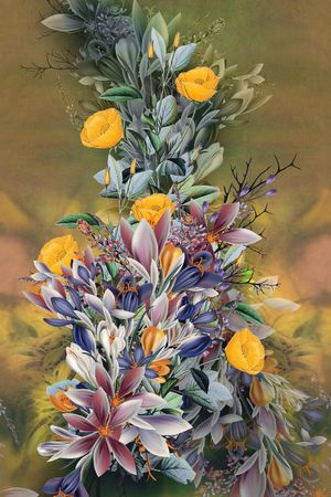 水彩花卉印花华亿平台图片