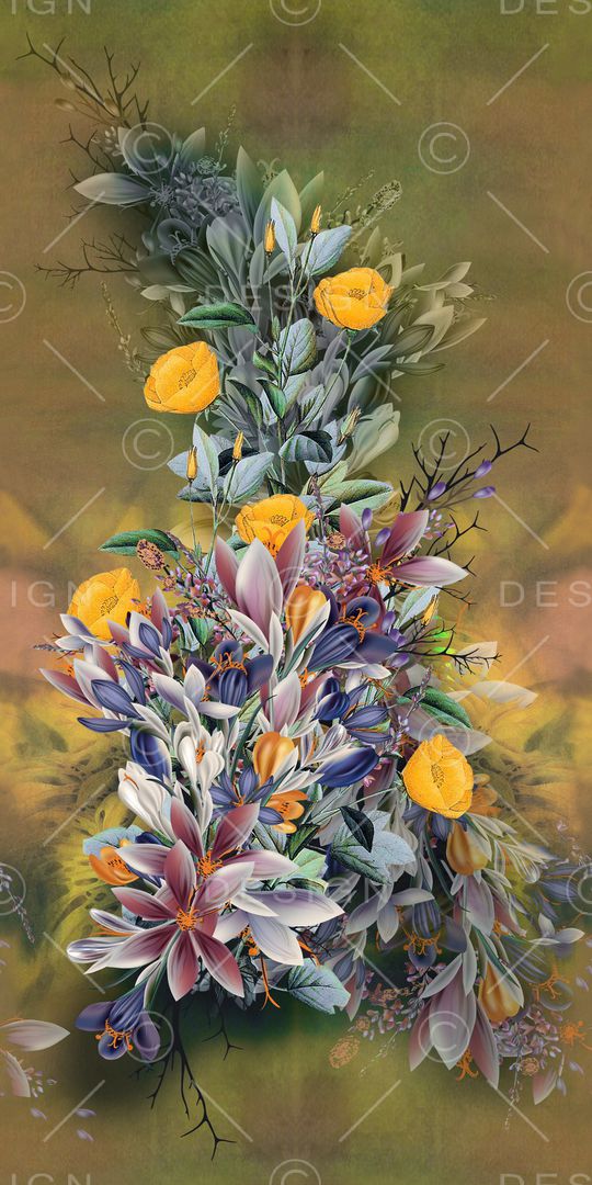 水彩花卉印花华亿平台图片