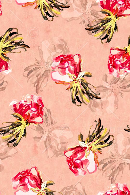 水彩花卉印花华亿平台图片