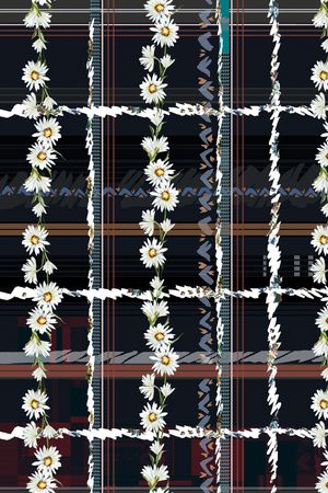 黑底花卉印花华亿平台图片