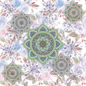 1077905-抽象水彩花曼陀罗-1