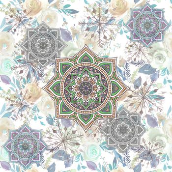 1077906-抽象水彩花曼陀罗